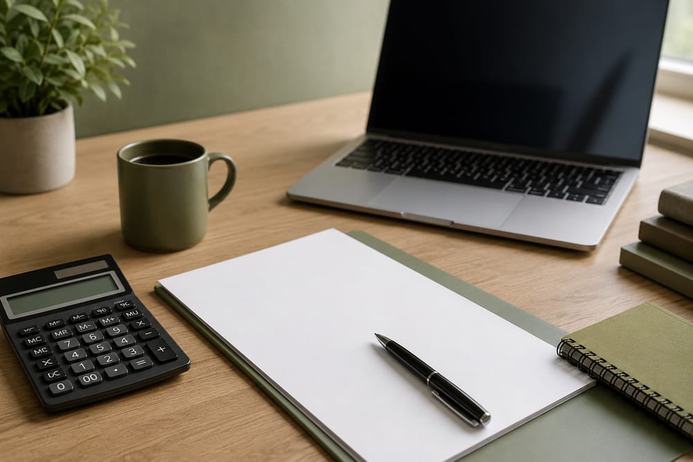 Reconciling the books at a desk